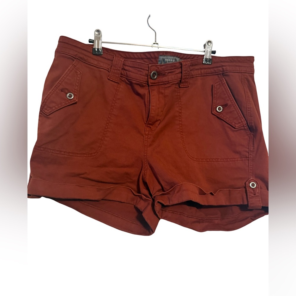 Torrid Brown Cargo Shorts Mid-Thigh Cotton Blend